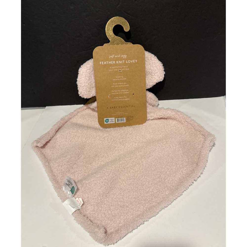 NWT Levi & Emmie Baby Elephant Pink Lovey Feather Knit Plush Security Blanket - Picture 5 of 6